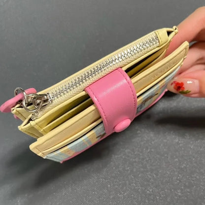 Korean Style Dachshund Embroidery Short Wallet