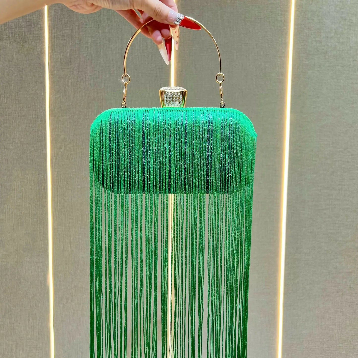 Metal Frame Shell Handbags Female Pearl  Women Shoulder Long Tassel Bags