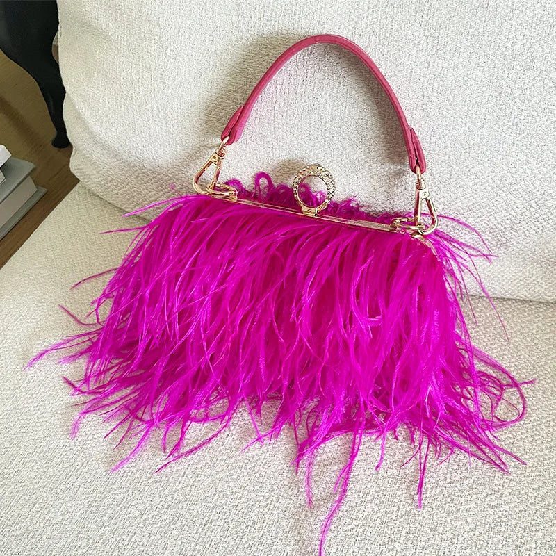 Evening Bags Party Wholesale Ostrich Feather Shoulder Bags for Women