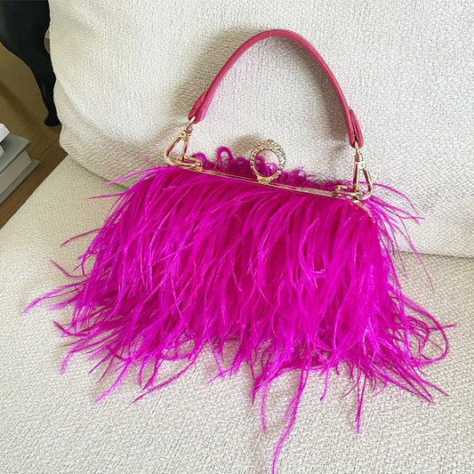 Evening Bags Party Wholesale Ostrich Feather Shoulder Bags for Women