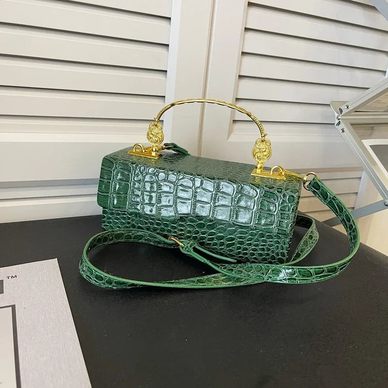 Crocodile Pattern Crossbody Bag Fashion Box Lipstick Pouch Handbag Pu Leather Messenger Bag