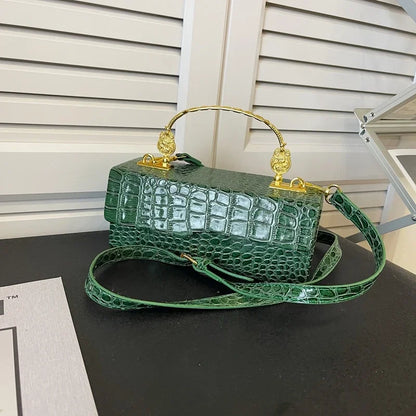 Crocodile Pattern Crossbody Bag Fashion Box Lipstick Pouch Handbag Pu Leather Messenger Bag