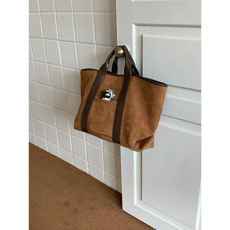 Korean Style Large Capacity Velvet Surface Women's Handbag