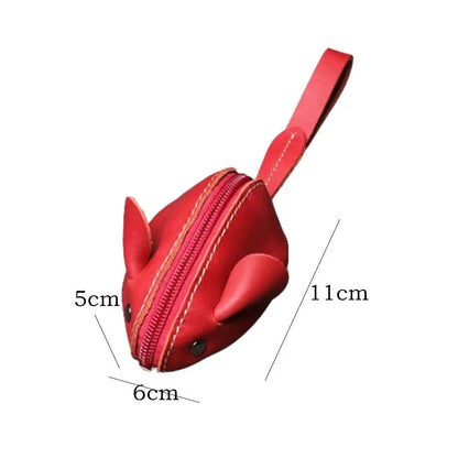 Portable Retro Mouse Purse Leather Fashion Zipper Key Bag Cute Storage Bag