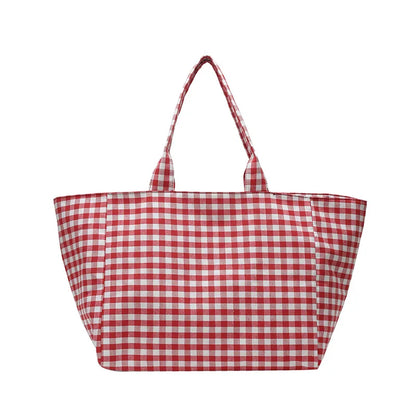Large Capacity Plaid Women's Canvas Shoulder Bags