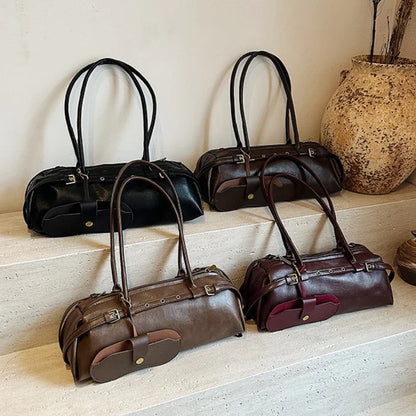 Buckle Decoration Fashion PU Shoulder Bag Solid Large Capacity