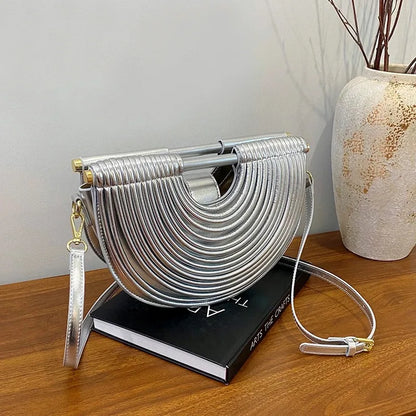 Evening Clutch Purses for Women Golden Noodle Half Moon Crossbody Bag