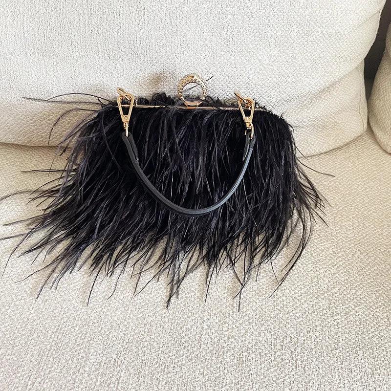 Evening Bags Party Wholesale Ostrich Feather Shoulder Bags for Women