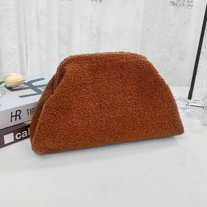 Teddy Fur Cosmetic Storage Bag With Large Opening Clip Large-Capacity Toiletry Bag