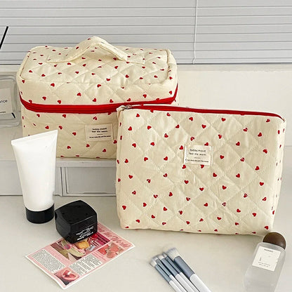 Women Quilting Makeup Bag Large Capacity Toiletry Cosmetic Storage Pouch