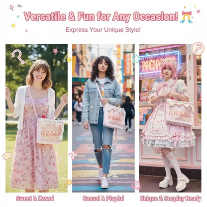 Y2K Strawberry Cake Bag Plush Bag Lolita JK Cute BJD Baby Bag Crossbody Bag