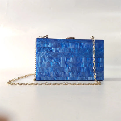 Candy Pearl Marble Striped Acrylic Material Shoulder Messenger Evening Box Clutch