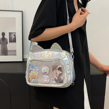 Y2K Japanese Kawaii Cat  Bag Backpacks Cute Girls Transparent Shoulder JK School Bags