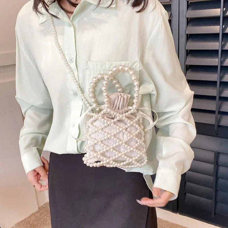 Small Mini Tote Bucket Bag Woven Crossbody Bags for Women