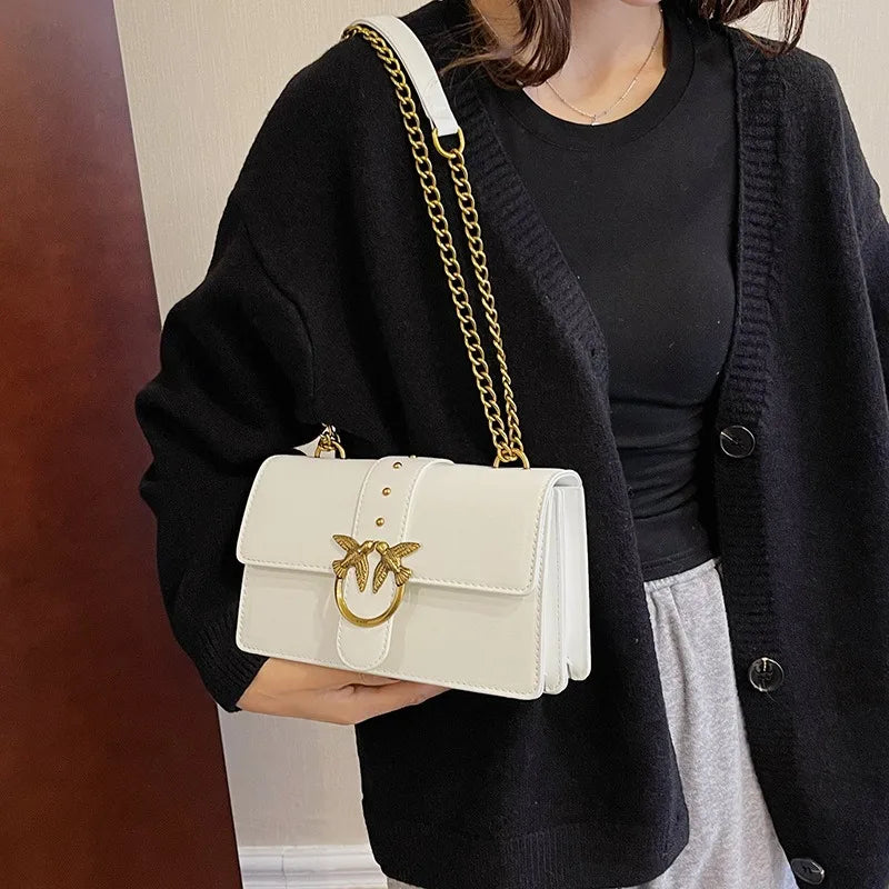 Korean Style Chain Strap Mini Square Crossbody Bag-Adjustable