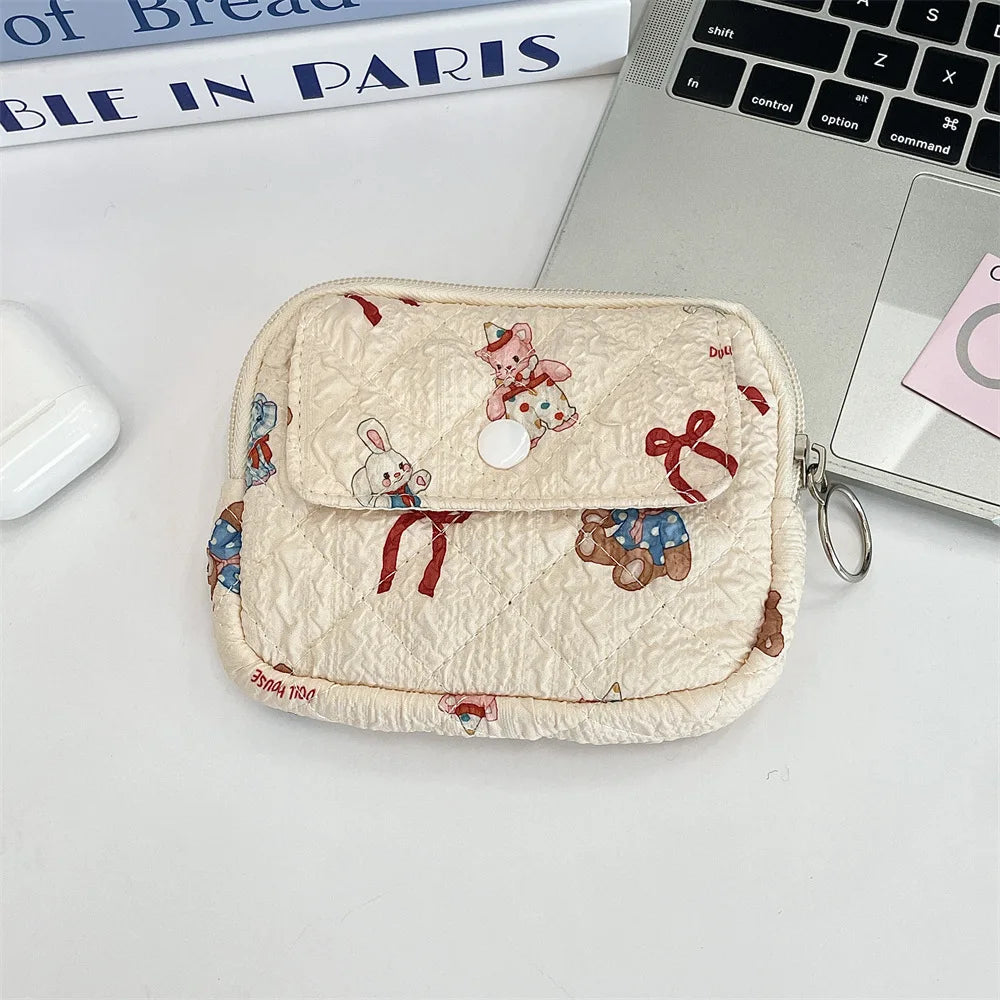 Cute Cartoon Small Travel Cosmetic Lipstick Earphone Card Portable Storage Bag