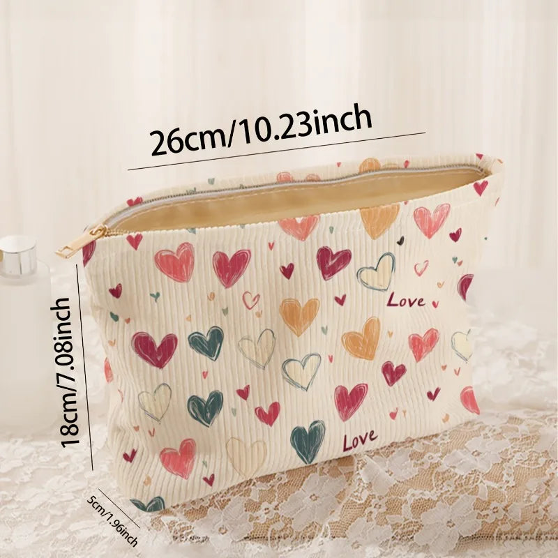 Charming Heart Pattern Lightweight Zipper Makeup Bag