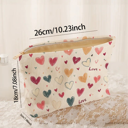 Charming Heart Pattern Lightweight Zipper Makeup Bag