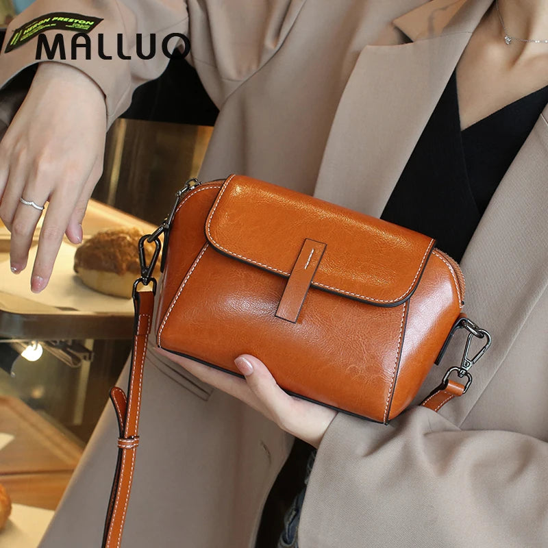 Cowhide Genuine Leather Handbag Lady Casual Phone Bag for Women