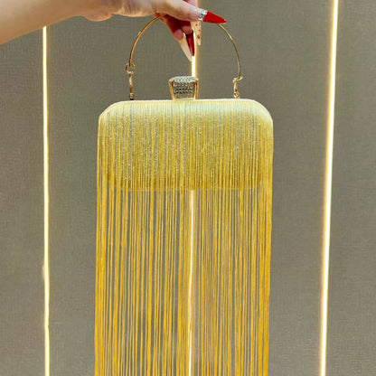 Metal Frame Shell Handbags Female Pearl  Women Shoulder Long Tassel Bags