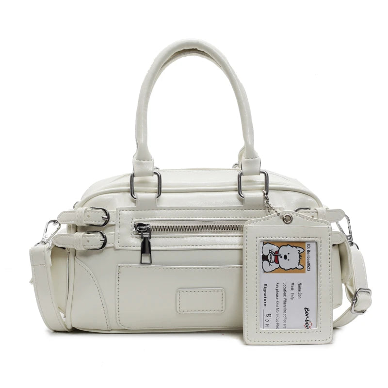 Glossy PU Shoulder & Crossbody Bags Solid Zipper