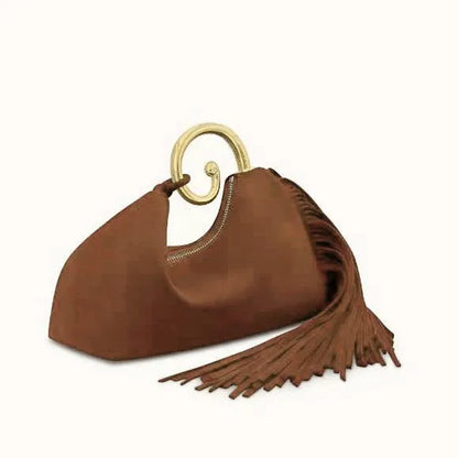 Tassel Evening Clutch Bag Handheld Suede Velvet Soft Square Bag with Mobile Phone Pocket