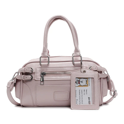 Glossy PU Shoulder & Crossbody Bags Solid Zipper