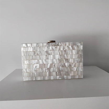Candy Pearl Marble Striped Acrylic Material Shoulder Messenger Evening Box Clutch
