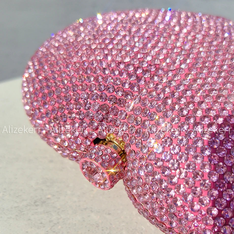 Alizekerr Heart Shaped Crystal Evening Bags Classy Chic Rhinestone Small Clutch