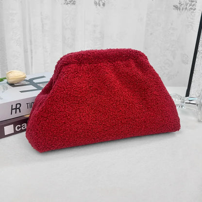 Teddy Fur Cosmetic Storage Bag With Large Opening Clip Large-Capacity Toiletry Bag