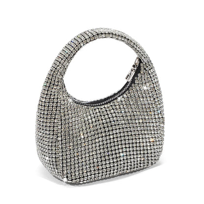 Handle Rhinestones Evening Bag Silver Crystal Top Handle Totes For Women