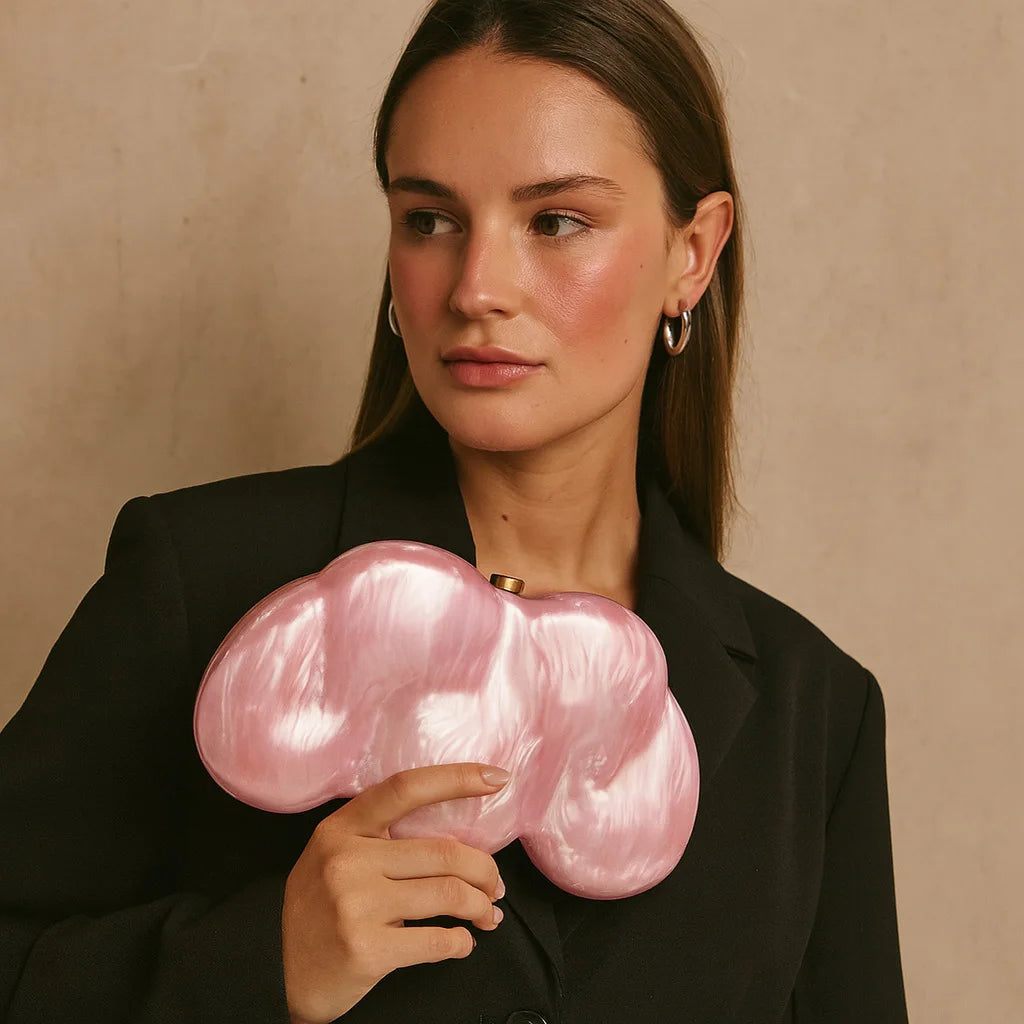 Cloud Shaped Clutch Bag Acrylic Clutch  Women Wedding Evening Party Ivory Bag