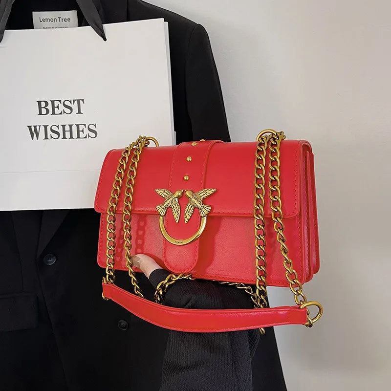 Korean Style Chain Strap Mini Square Crossbody Bag-Adjustable