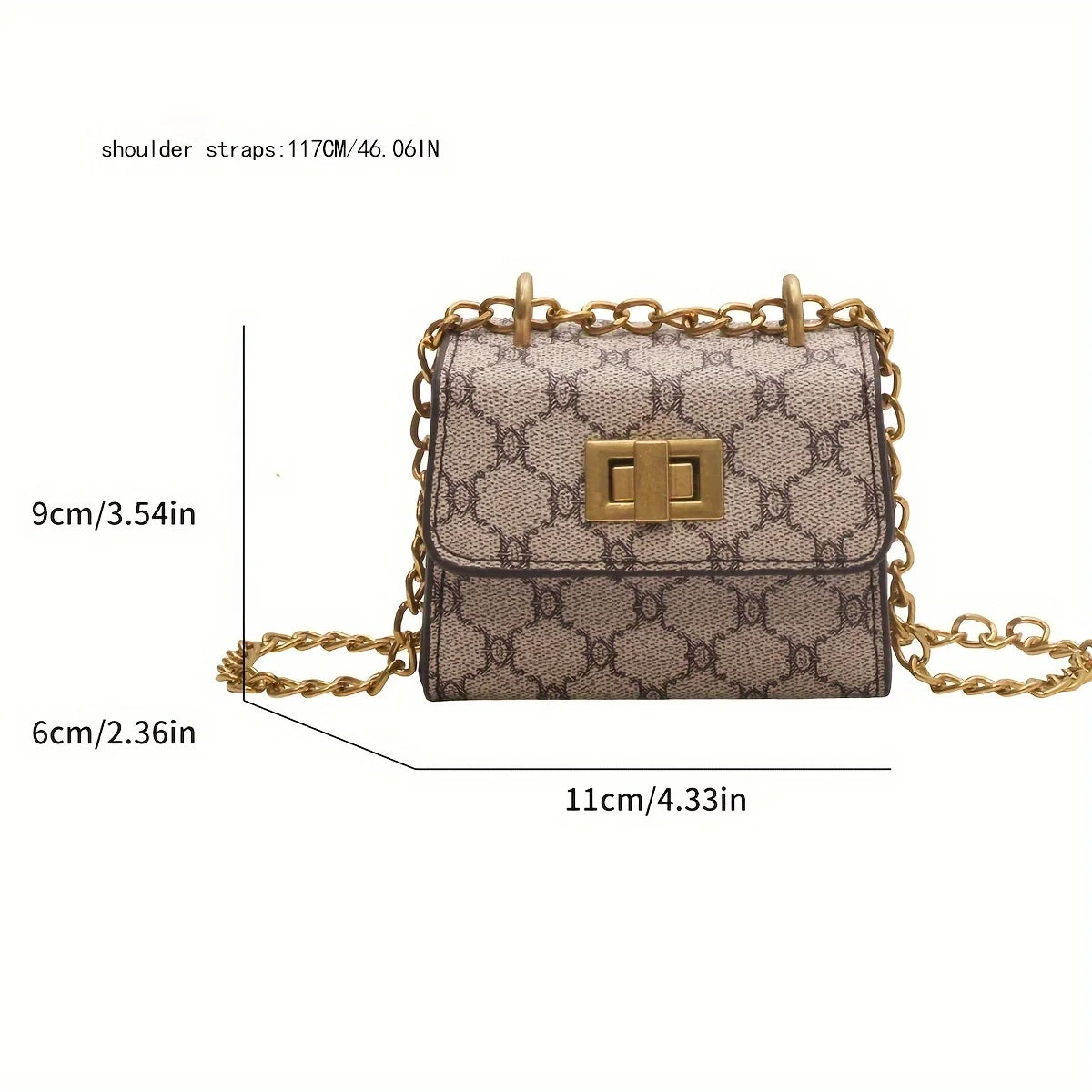 Mini Crossbody Bag with Geometric Pattern Faux Leather