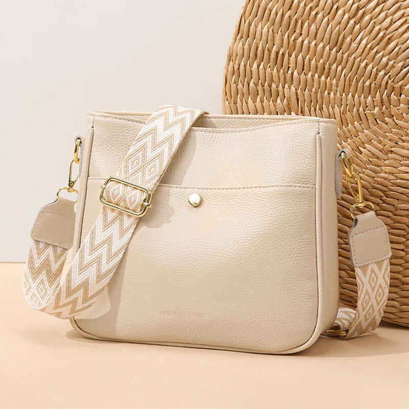 Large Capacity Handbag Women Leather Single Shoulder Straddle Bag