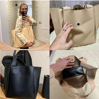 Soft Leather Woman Casual Tote Bag