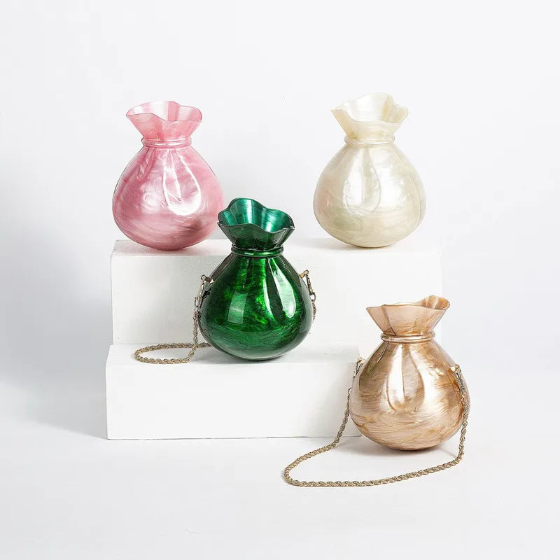 Acrylic Cute Vase Shape Evening Clutch Bag Wedding Party Bag