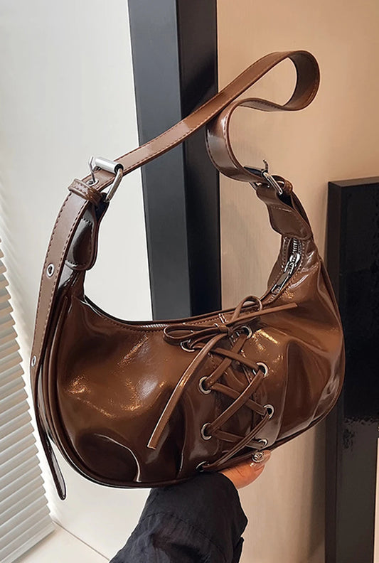 Multi Fold Underarm Bag Ballet Style Bow Strap Women's Bag Shoulder Bag