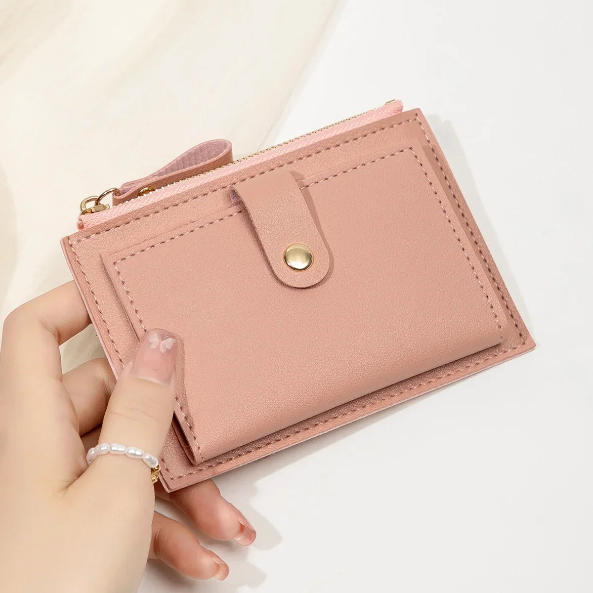 women's short card bag ultra-thin mini PU leather