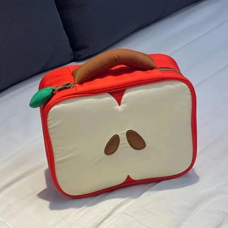 Cartoon Apple Pattern Makeup Bag Women Travel Storage Pouch