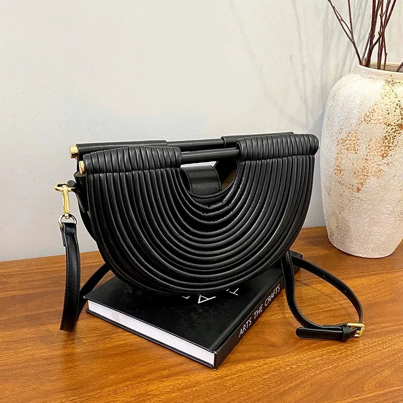 Evening Clutch Purses for Women Golden Noodle Half Moon Crossbody Bag
