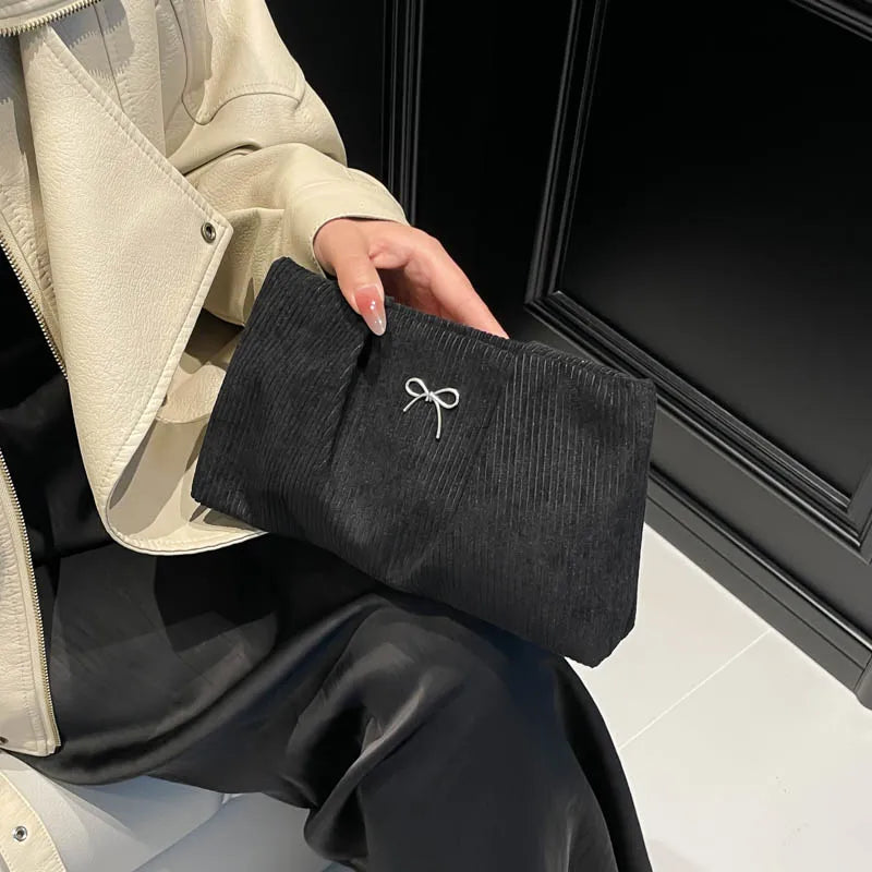 Bow Corduroy Evening Purse