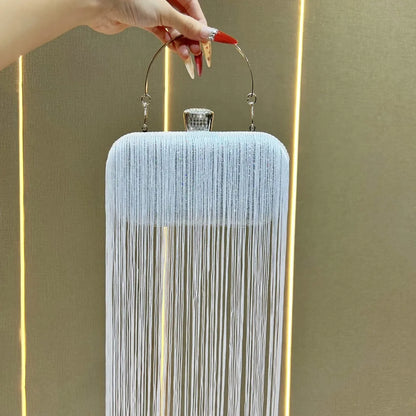 Metal Frame Shell Handbags Female Pearl  Women Shoulder Long Tassel Bags