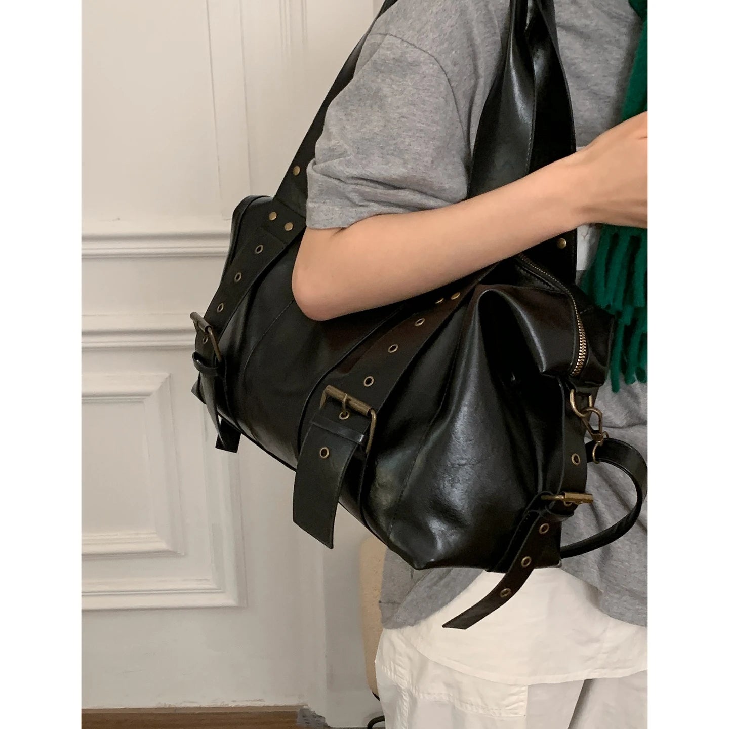 Vintage Women's Motorcycle Shoulder Bag Commuter Tote