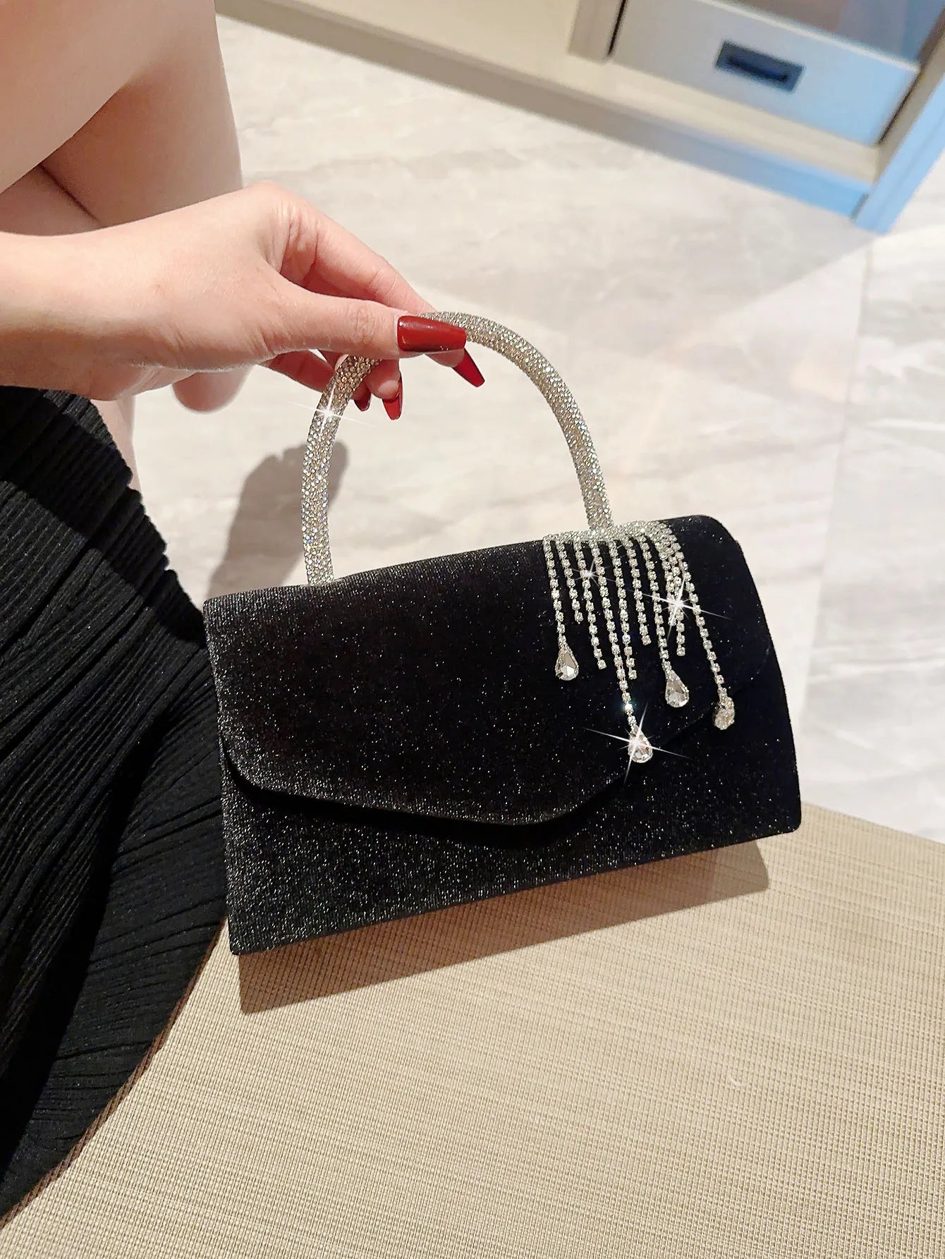 Autumn Winter Vintage Velvet Flap Evening Bag