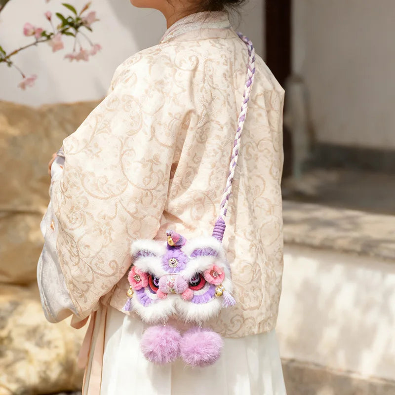 Cute Lion Dance Plush Women Crossbody Bag