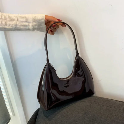 Solid Shoulder Bags  Patent Leather  for Women