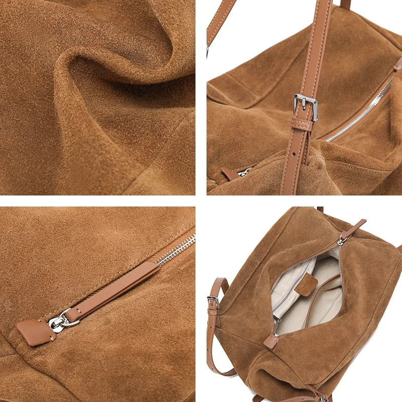 Women's Suede Cow Genuine Leather Shoulder Bags
