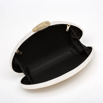 Oval Handmade Pearl Marble Metal Clasp Acrylic Evening Bags