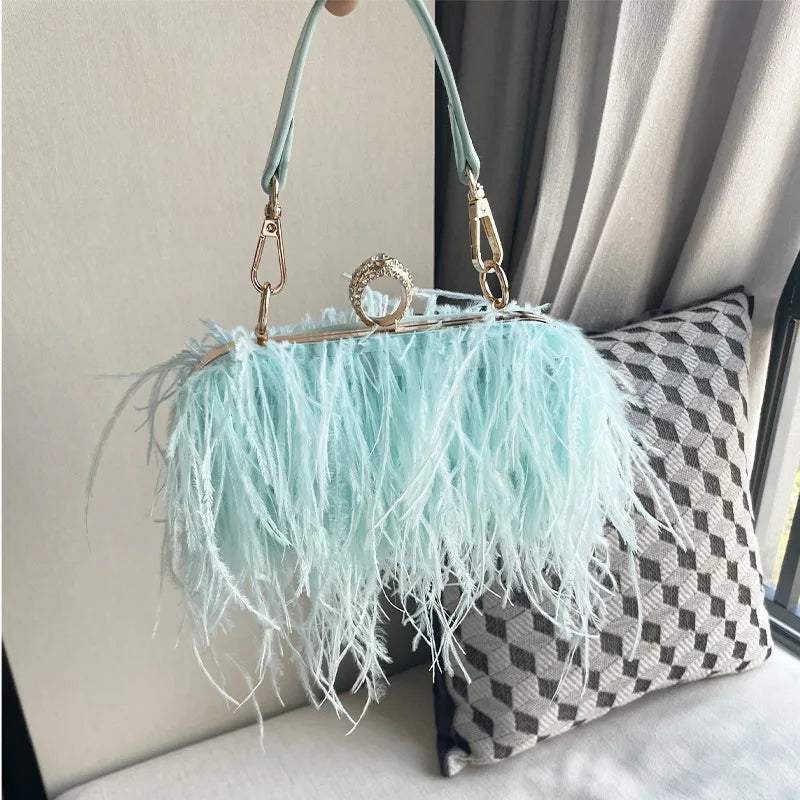 Evening Bags Party Wholesale Ostrich Feather Shoulder Bags for Women